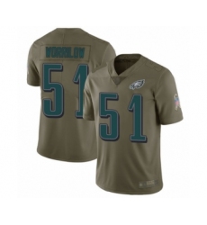 Men's Philadelphia Eagles #51 Paul Worrilow Limited Olive 2017 Salute to Service Football Jersey