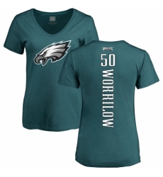 Women's Nike Philadelphia Eagles #50 Paul Worrilow Green Backer Slim Fit T-Shirt
