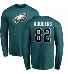Nike Philadelphia Eagles #82 Richard Rodgers Green Name & Number Logo Long Sleeve T-Shirt