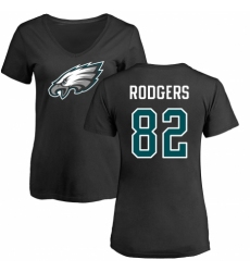 Women's Nike Philadelphia Eagles #82 Richard Rodgers Black Name & Number Logo Slim Fit T-Shirt