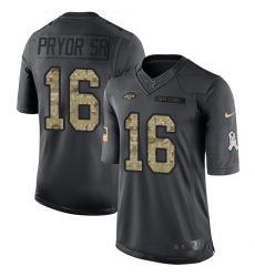 Men's Nike New York Jets #16 Terrelle Pryor Sr. Limited Black 2016 Salute to Service NFL Jersey