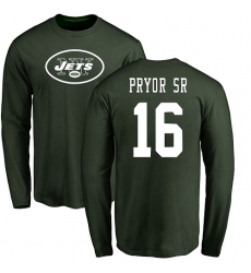 NFL Nike New York Jets #16 Terrelle Pryor Sr. Green Name & Number Logo Long Sleeve T-Shirt