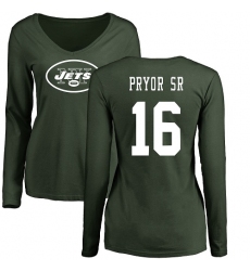 NFL Women's Nike New York Jets #16 Terrelle Pryor Sr. Green Name & Number Logo Long Sleeve T-Shirt