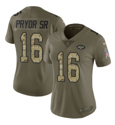 Women Nike New York Jets #16 Terrelle Pryor Sr. Limited Olive Camo 2017 Salute to Service NFL Jersey
