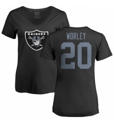 NFL Women's Nike Oakland Raiders #20 Daryl Worley Black Name & Number Logo T-Shirt