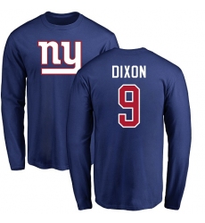 NFL Nike New York Giants #9 Riley Dixon Royal Blue Name & Number Logo Long Sleeve T-Shirt