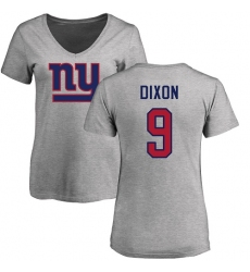 NFL Women's Nike New York Giants #9 Riley Dixon Ash Name & Number Logo T-Shirt
