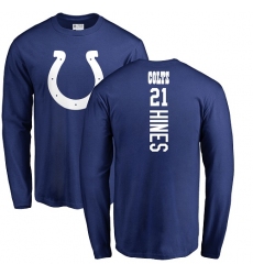 NFL Nike Indianapolis Colts #21 Nyheim Hines Royal Blue Backer Long Sleeve T-Shirt