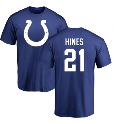 NFL Nike Indianapolis Colts #21 Nyheim Hines Royal Blue Name & Number Logo T-Shirt