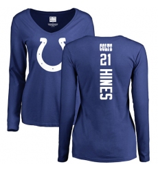 NFL Women's Nike Indianapolis Colts #21 Nyheim Hines Royal Blue Backer Long Sleeve T-Shirt