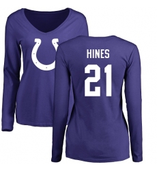NFL Women's Nike Indianapolis Colts #21 Nyheim Hines Royal Blue Name & Number Logo Long Sleeve T-Shirt