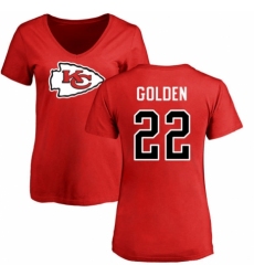 NFL Women's Nike Kansas City Chiefs #22 Robert Golden Red Name & Number Logo Slim Fit T-Shirt