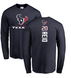 NFL Nike Houston Texans #20 Justin Reid Navy Blue Backer Long Sleeve T-Shirt