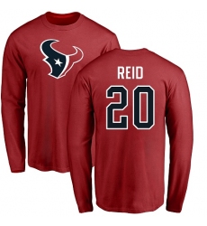 NFL Nike Houston Texans #20 Justin Reid Red Name & Number Logo Long Sleeve T-Shirt