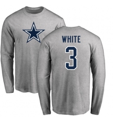 NFL Nike Dallas Cowboys #3 Mike White Ash Name & Number Logo Long Sleeve T-Shirt