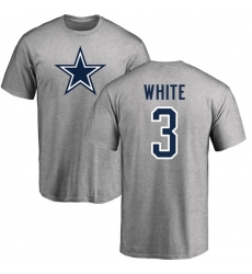 NFL Nike Dallas Cowboys #3 Mike White Ash Name & Number Logo T-Shirt