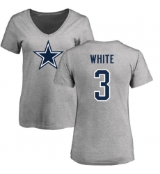 NFL Women's Nike Dallas Cowboys #3 Mike White Ash Name & Number Logo Slim Fit T-Shirt