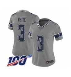 Women's Dallas Cowboys #3 Mike White Limited Gray Inverted Legend 100th Season Football Jersey