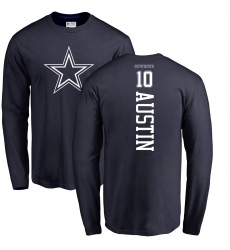 NFL Nike Dallas Cowboys #10 Tavon Austin Navy Blue Backer Long Sleeve T-Shirt