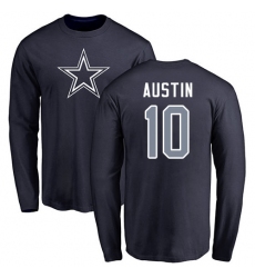 NFL Nike Dallas Cowboys #10 Tavon Austin Navy Blue Name & Number Logo Long Sleeve T-Shirt