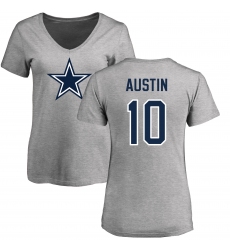 NFL Women's Nike Dallas Cowboys #10 Tavon Austin Ash Name & Number Logo Slim Fit T-Shirt