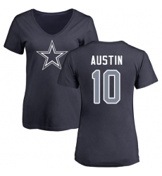 NFL Women's Nike Dallas Cowboys #10 Tavon Austin Navy Blue Name & Number Logo Slim Fit T-Shirt