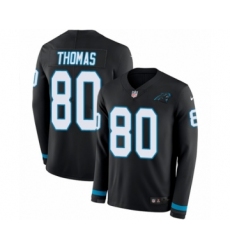 Youth Nike Carolina Panthers #80 Ian Thomas Limited Black Therma Long Sleeve NFL Jersey