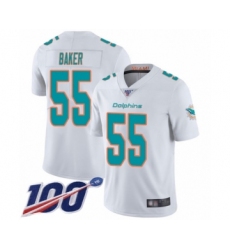 Men's Miami Dolphins #55 Jerome Baker White Vapor Untouchable Limited Player 100th Season Football Jersey
