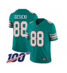 Men's Miami Dolphins #88 Mike Gesicki Aqua Green Alternate Vapor Untouchable Limited Player 100th Season Football Jersey