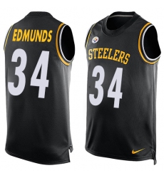 Men's Nike Pittsburgh Steelers #34 Terrell Edmunds Limited Black Player Name & Number Tank Top NFL Jersey