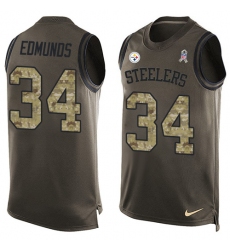 Men's Nike Pittsburgh Steelers #34 Terrell Edmunds Limited Green Salute to Service Tank Top NFL Jersey