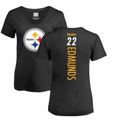 Women's Nike Pittsburgh Steelers #22 Terrell Edmunds Black Backer Slim Fit T-Shirt