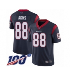 Men's Houston Texans #88 Jordan Akins Navy Blue Team Color Vapor Untouchable Limited Player 100th Season Football Jersey