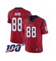 Men's Houston Texans #88 Jordan Akins Red Alternate Vapor Untouchable Limited Player 100th Season Football Jersey