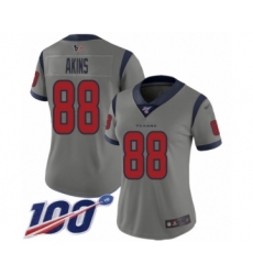 Women's Houston Texans #88 Jordan Akins Limited Gray Inverted Legend 100th Season Football Jersey