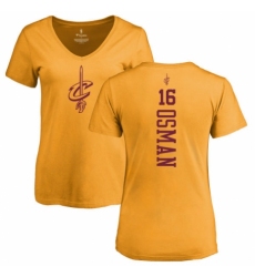 NBA Women's Nike Cleveland Cavaliers #16 Cedi Osman Gold One Color Backer Slim-Fit V-Neck T-Shirt