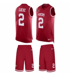 Men's Nike San Francisco 49ers #2 Jeff Locke Limited Red Tank Top Suit NFL Jersey