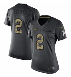 Women's Nike San Francisco 49ers #2 Jeff Locke Limited Black 2016 Salute to Service NFL Jersey