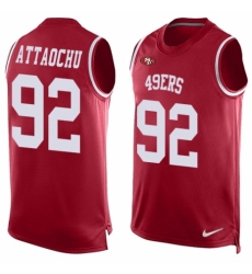 Men's Nike San Francisco 49ers #92 Jeremiah Attaochu Limited Red Player Name & Number Tank Top NFL Jersey