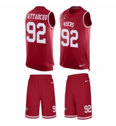 Men's Nike San Francisco 49ers #92 Jeremiah Attaochu Limited Red Tank Top Suit NFL Jersey