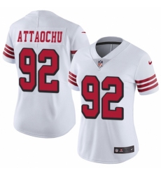 Women's Nike San Francisco 49ers #92 Jeremiah Attaochu Limited White Rush Vapor Untouchable NFL Jersey