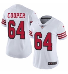 Women's Nike San Francisco 49ers #64 Jonathan Cooper Limited White Rush Vapor Untouchable NFL Jersey