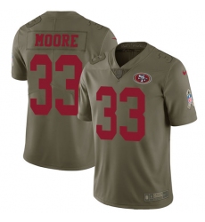 Men's Nike San Francisco 49ers #33 Tarvarius Moore Limited Olive 2017 Salute to Service NFL Jersey