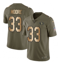 Men's Nike San Francisco 49ers #33 Tarvarius Moore Limited Olive Gold 2017 Salute to Service NFL Jersey