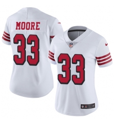 Women Nike San Francisco 49ers #33 Tarvarius Moore Limited White Rush Vapor Untouchable NFL Jersey