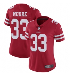 Women Nike San Francisco 49ers #33 Tarvarius Moore Red Team Color Vapor Untouchable Elite Player NFL Jersey