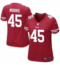 Women's Nike San Francisco 49ers #45 Tarvarius Moore Game Red Team Color NFL Jersey