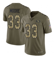 Youth Nike San Francisco 49ers #33 Tarvarius Moore Limited Olive Camo 2017 Salute to Service NFL Jersey