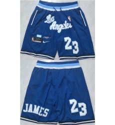 Men's Los Angeles Lakers #23 LeBron James Blue 2026 Shorts (Run Small)