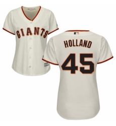 Women's Majestic San Francisco Giants #45 Derek Holland Replica Cream Home Cool Base MLB Jersey